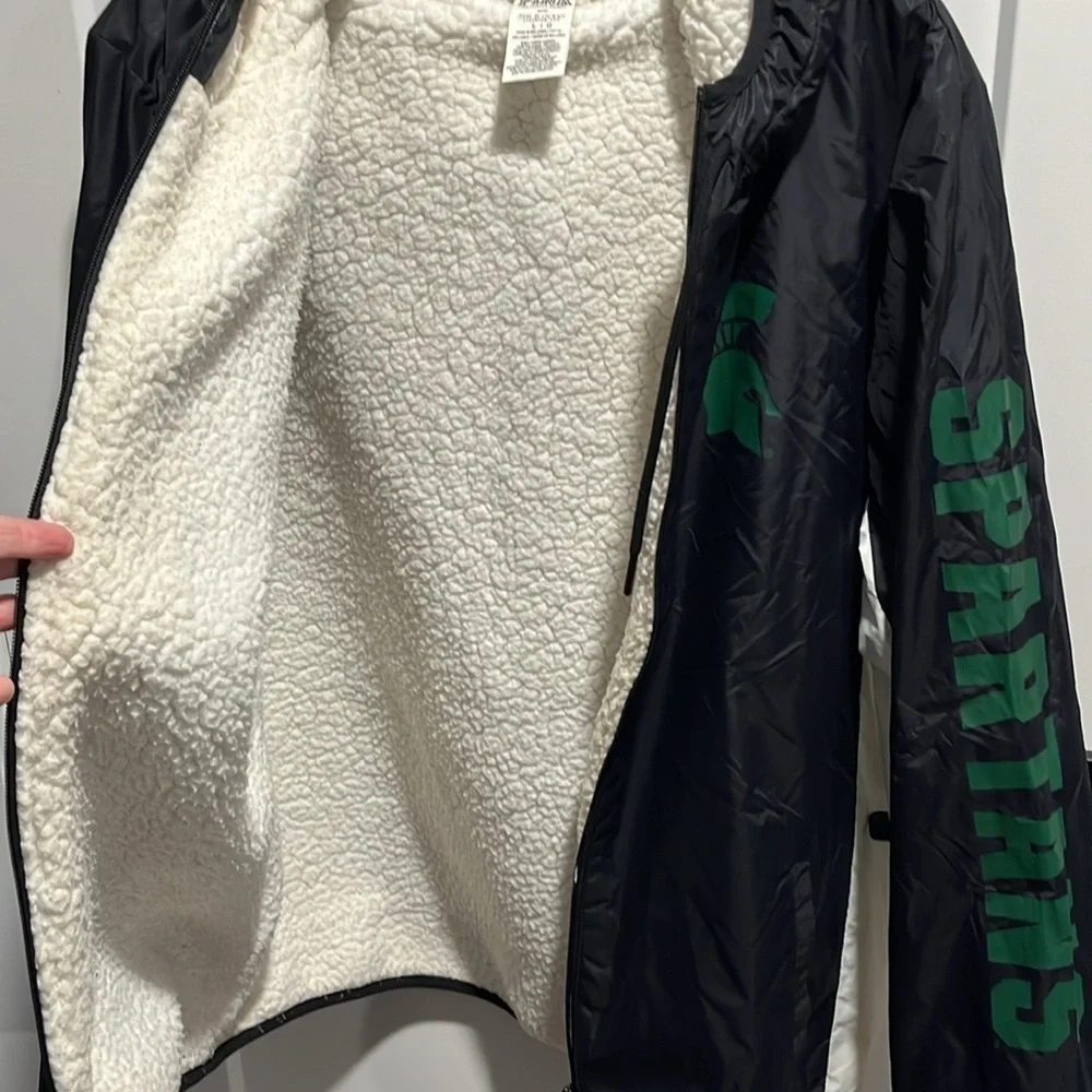 Victoria Secret PINK MSU Spartans Sherpa Lined Jacket